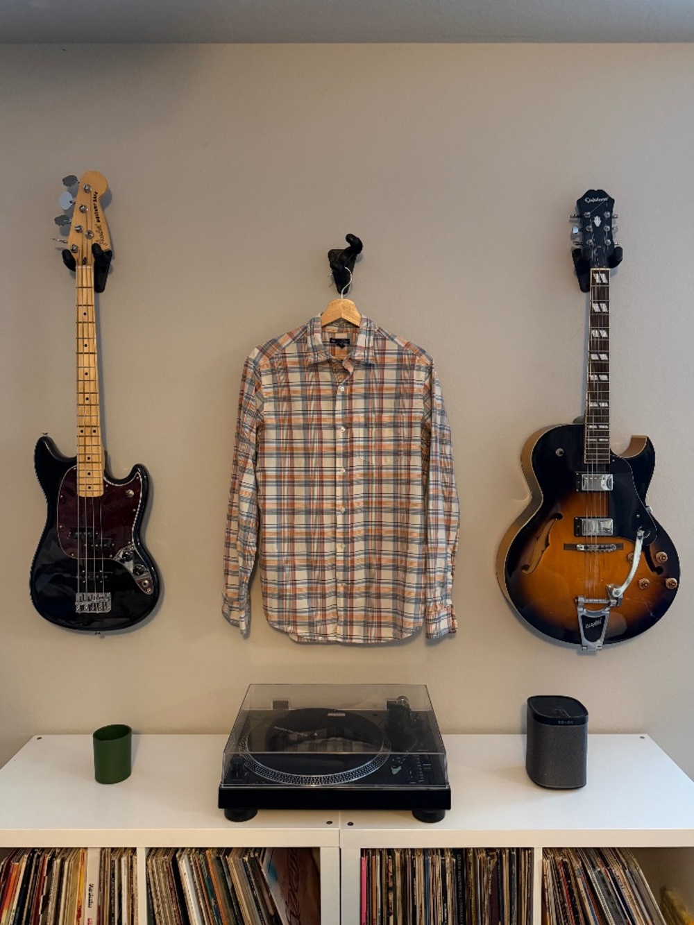 Gap Men's Classic Fit Plaid Button Down Long Sleeve Shirt Cream Orange Blue M